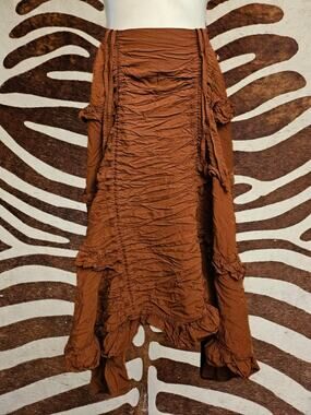 The Pirate Dressing Womens High Low Ruffle Brown Steampunk Skirt Size S Cinch